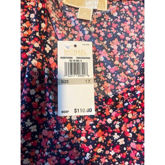 NWT $110 MICHAEL Michael Kors Wildflower Flounce Sleeveless Dress 1X - Picture 5 of 10